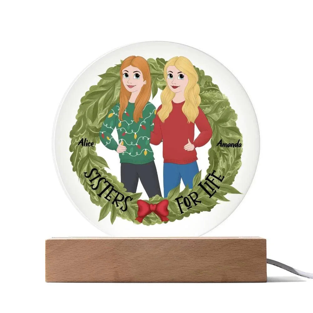 Sister Holiday Gift- Sisters are for Life Personalized Circle Acrylic Plaque
