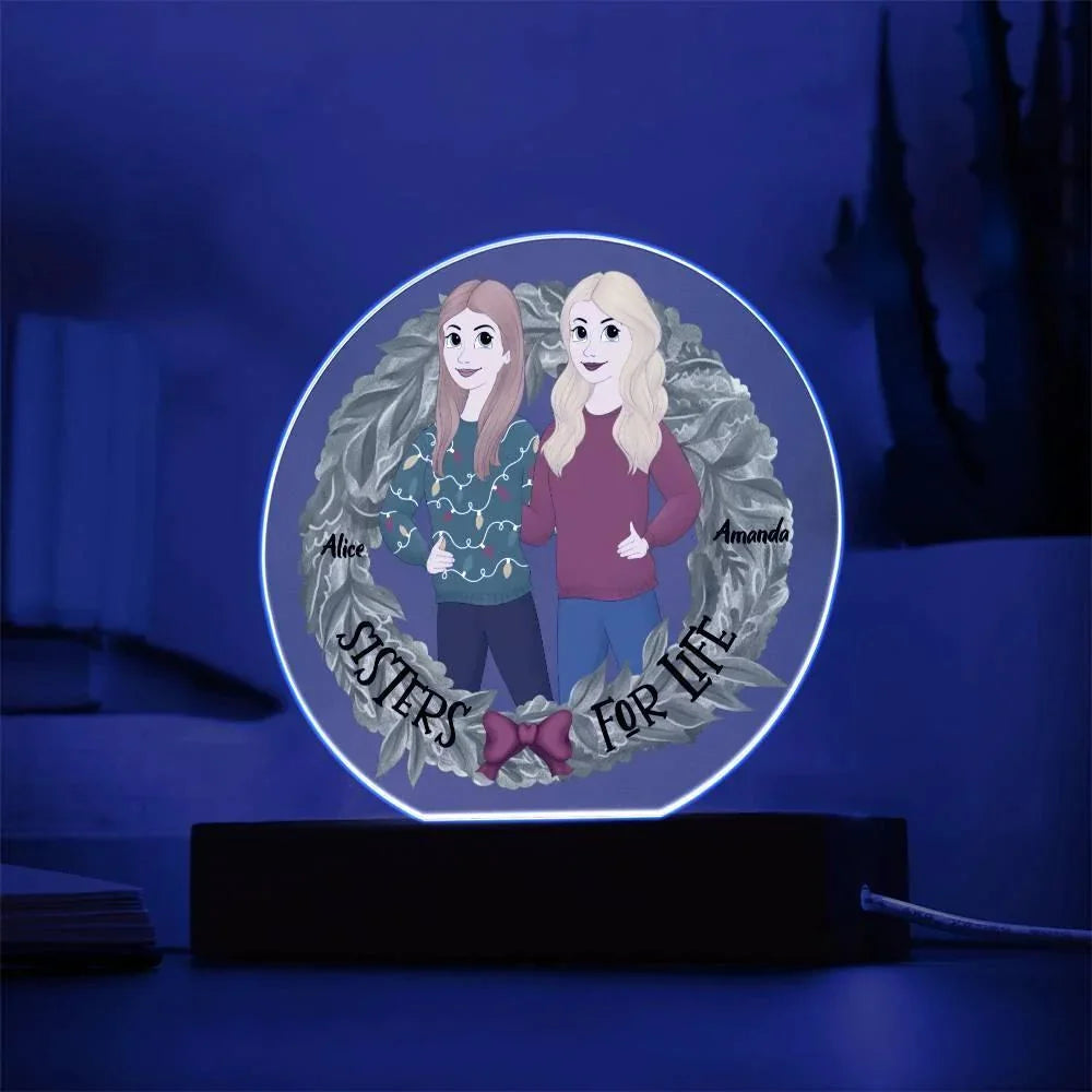 Sister Holiday Gift- Sisters are for Life Personalized Circle Acrylic Plaque