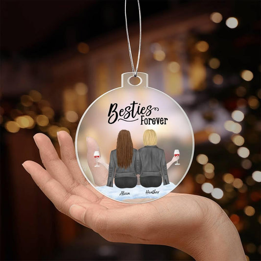 Sisters are Forever Personalized Acrylic Keepsake Ornament - Mallard Moon Gift Shop