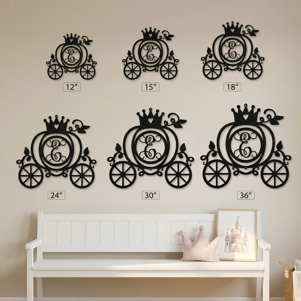 Personalized Fairytale Pumpkin Carriage Metal Wall Art | Custom Initial Princess Carriage Sign | Monogram Metal Decor | Made in USA