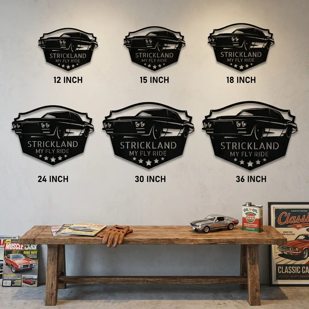 Personalized Muscle Car Metal Wall Art Sign – Custom Garage Name Sign – Classic Car Steel Decor – Man Cave Garage Wall Art Gift