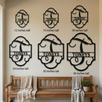 Personalized Initial & Family Name Metal Wall Art | Custom Monogram Sign