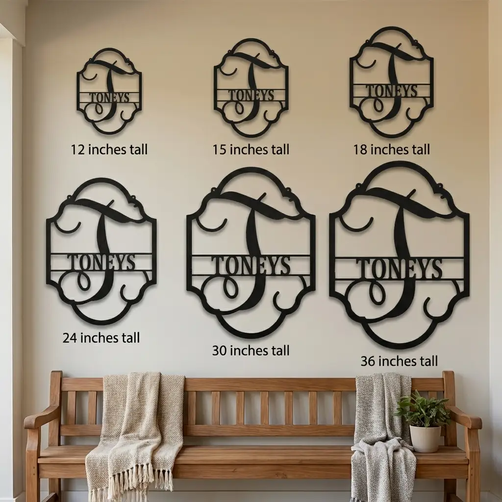 Personalized Initial & Family Name Metal Wall Art | Custom Monogram Sign