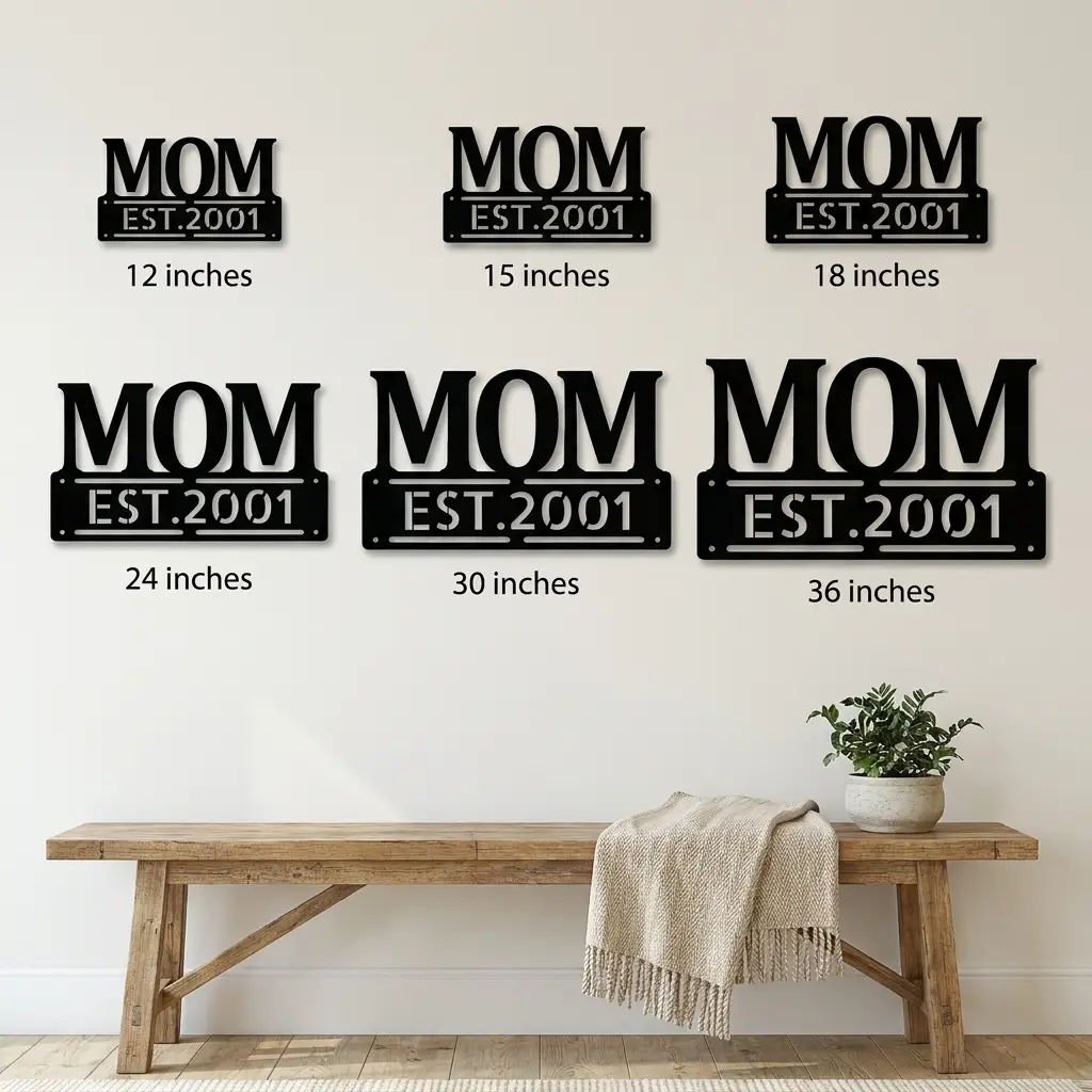 Personalized Mom Est. Year Metal Wall Art | Custom Mother's Day Gift | Mom Established Sign | Metal Home Decor | Made in USA