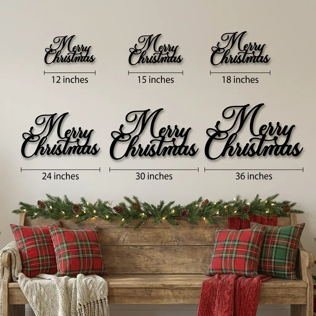 Merry Christmas Script Metal Wall Art | Elegant Christmas Wall Decor | Holiday Metal Sign | Farmhouse Christmas Decoration | Laser Cut Steel | Made in USA