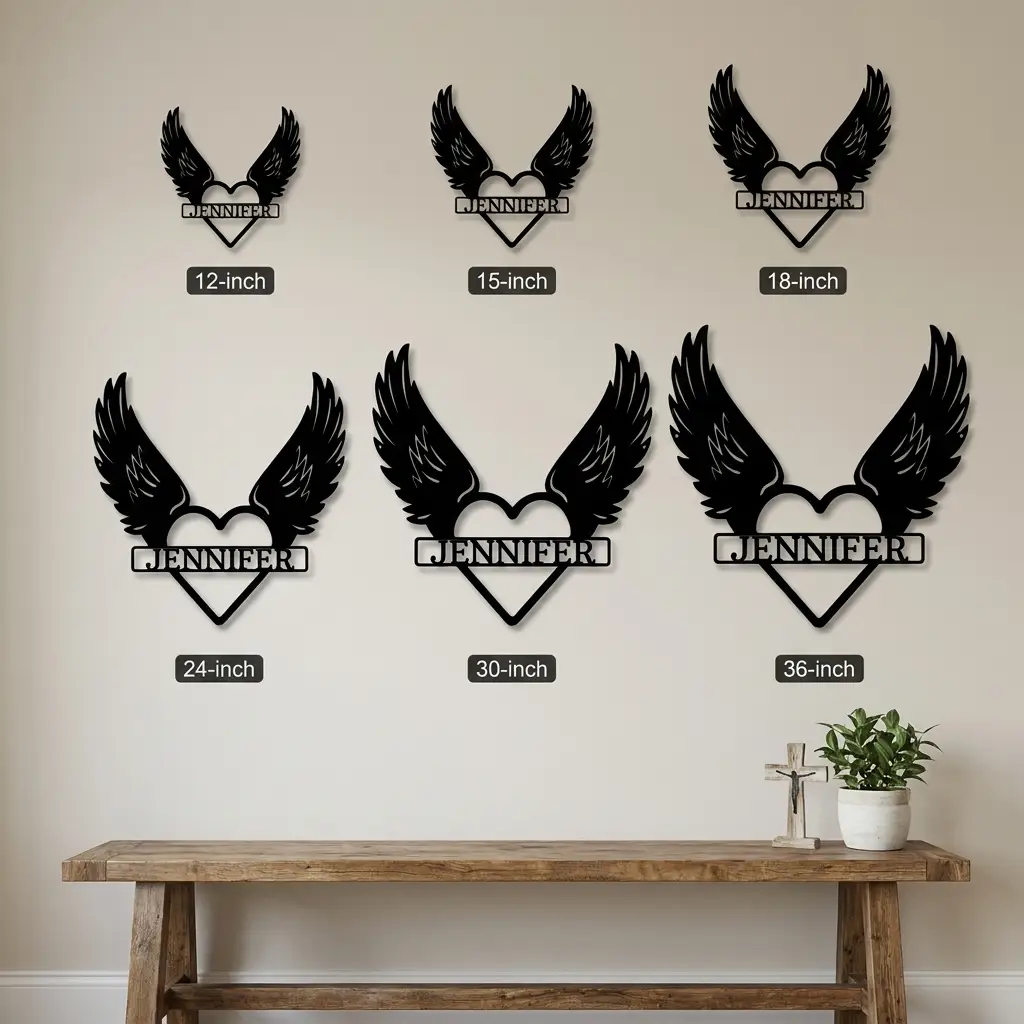 Personalized Angel Wings Memorial Metal Wall Art – Custom Name Remembrance Sign – Sympathy Gift – In Loving Memory Decor – Bereavement Gift