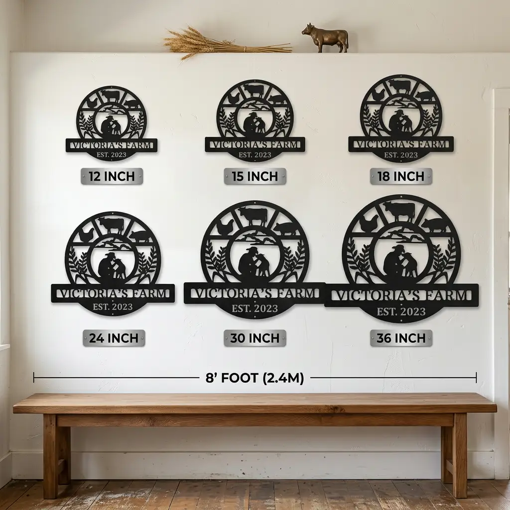 Personalized Farm Animals & Wheat Metal Sign | Custom Farm Name Wall Art | Rustic Barn Decor | Country Farmhouse Steel Sign | Made in USA