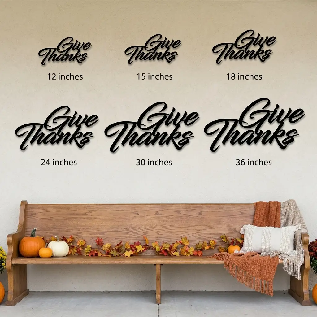Give Thanks Metal Sign, Farmhouse Wall Decor, Thanksgiving Decor, Script Wall Art, Fall Home Decor, Gratitude Sign