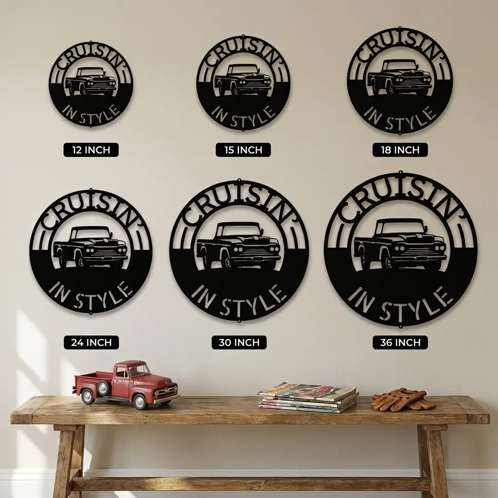 Classic Pickup Truck Personalized Metal Wall Art | Custom Vintage Truck Sign | Rustic Farmhouse Garage Decor | Man Cave Wall Art | Custom Family Name Sign | Made in USA