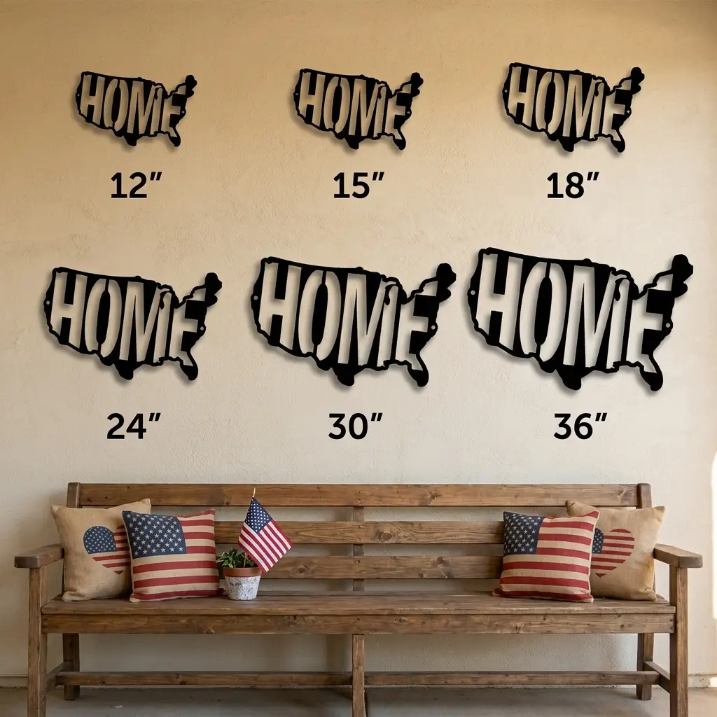 HOME USA Metal Wall Art | American Map Steel Wall Decor | Steel Sign Made in USA