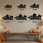 Happy Halloween Metal Wall Art | Pumpkin, Black Cat & Bat Halloween Sign | Rustic Halloween Decor | Indoor & Outdoor Metal Wall Hanging | Made in USA