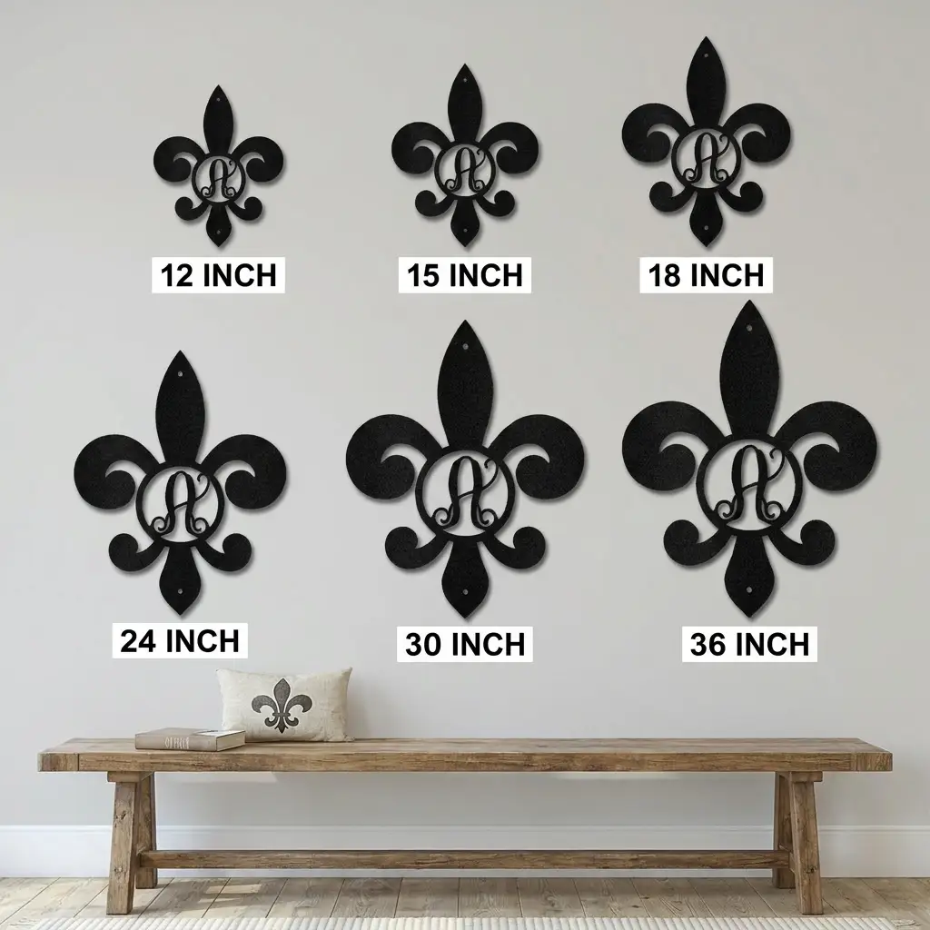 Fleur De Lis Personalized Initial Metal Art Wall Sign