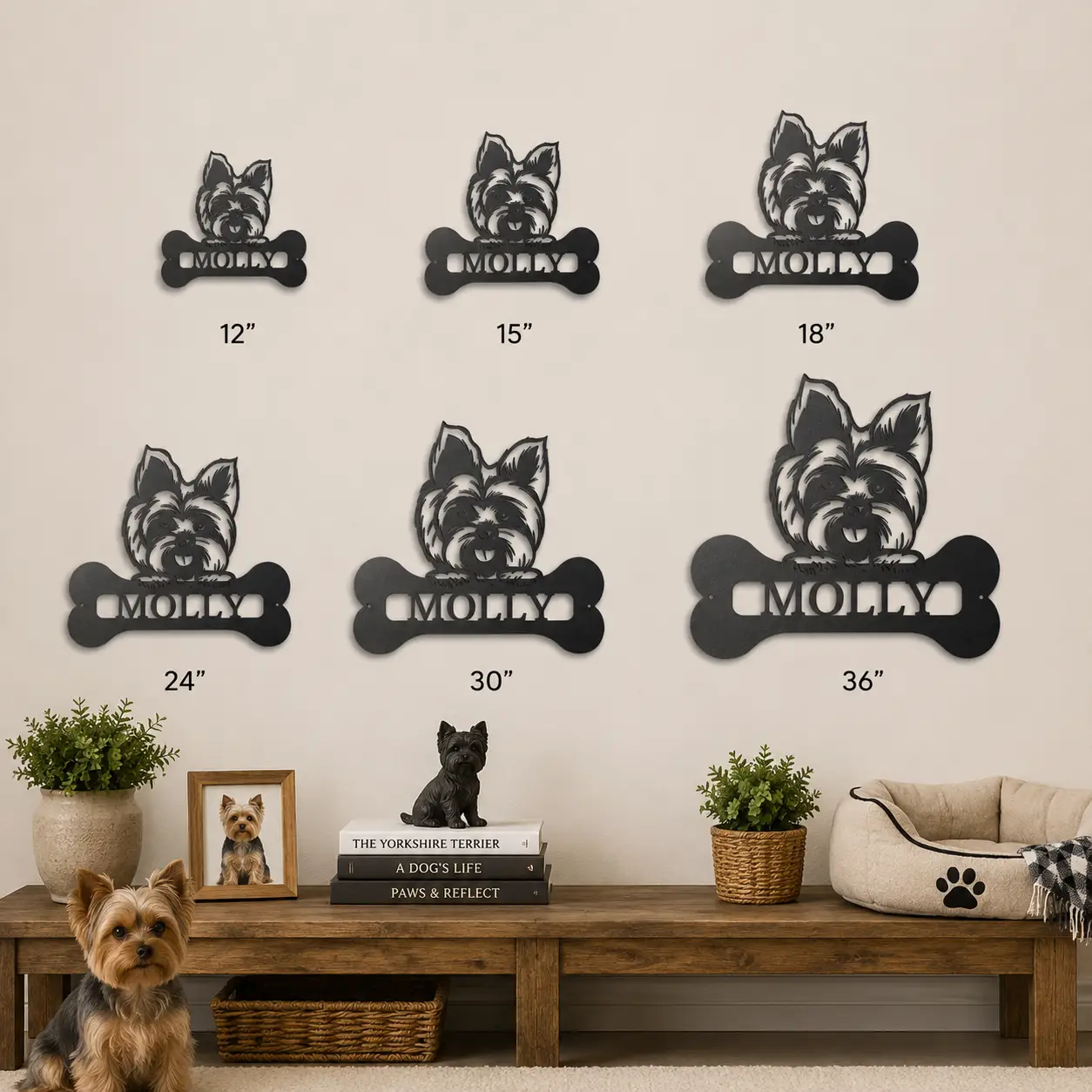Choose Your Dog Breed Personalized Metal Wall Art – Custom Dog Name Sign, Dog Lover Gift, Laser Cut Steel Wall Hanging