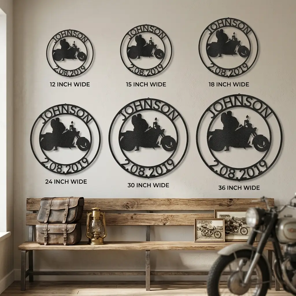 Personalized Motorcycle Couple Metal Wall Art Sign – Custom Names and Date Steel Sign – Biker Wedding Gift – Anniversary Decor – Ride Together Wall Art