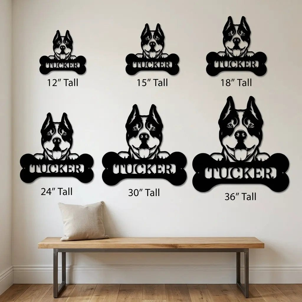 Pit Bull Dog Custom Name Metal Art Wall Sign
