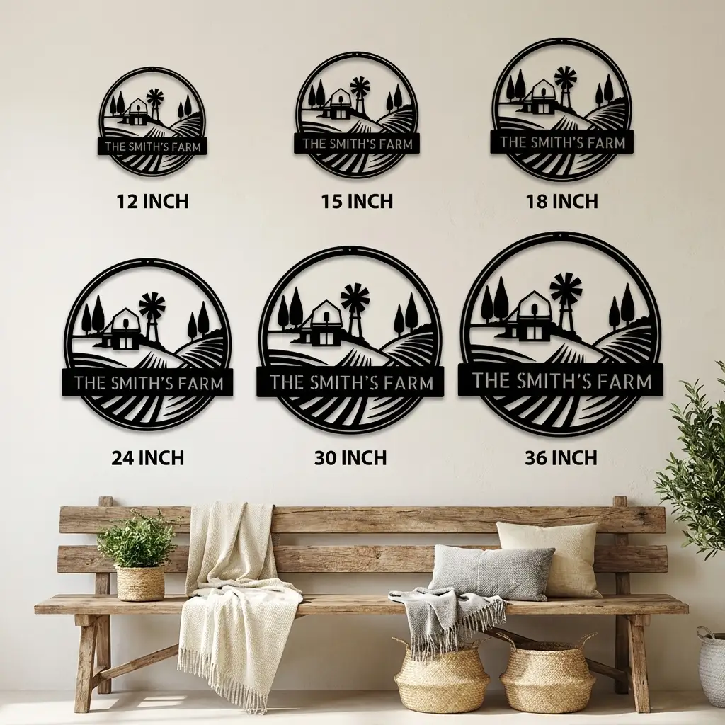 Farm with Windmill Personalized Metal Wall Art | Custom Farm Name Sign | Rustic Farmhouse Metal Decor | Barn & Ranch Wall Art | Country Home Gift | Made in USA