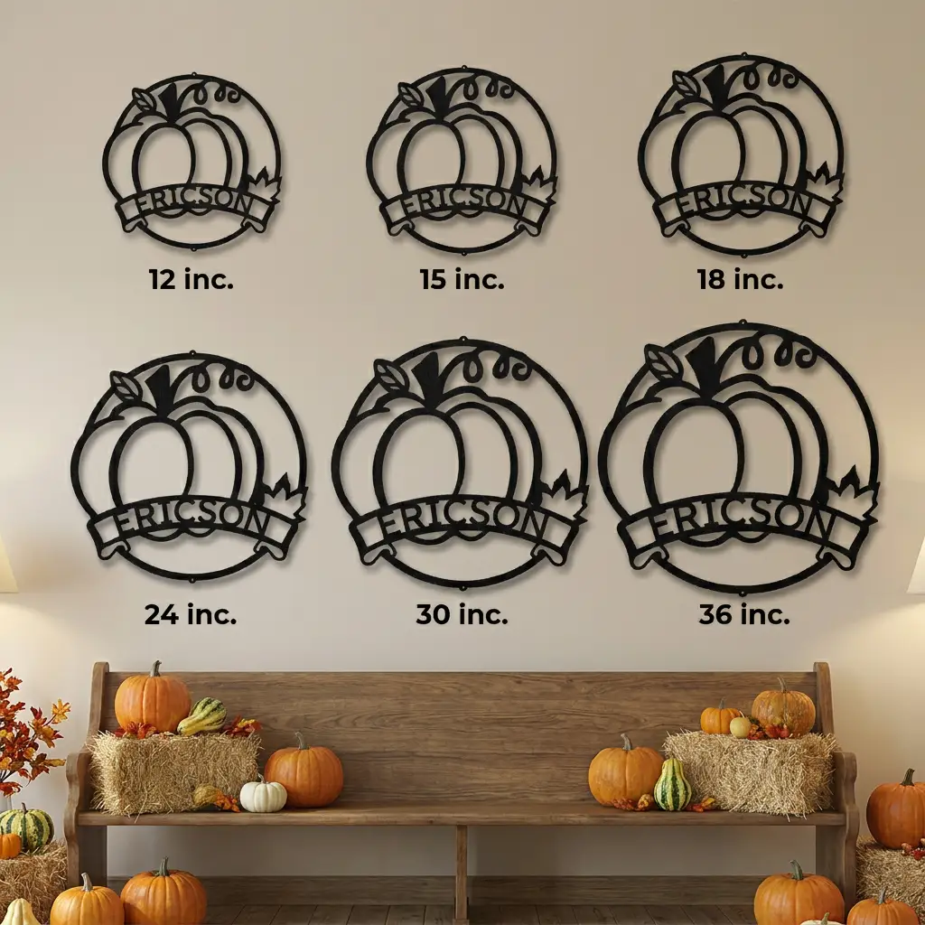 Personalized Pumpkin Metal Wall Art | Custom Family Name Fall Sign | Autumn Harvest Decor | Thanksgiving Wall Hanging | Housewarming Gift | Made in USA