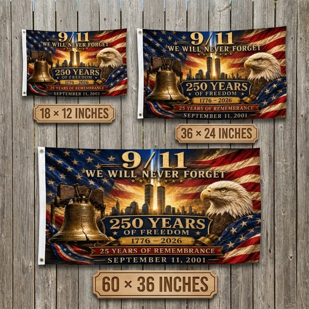American Flag 9/11 We Will Never Forget 25th Anniversary Memorial Flag