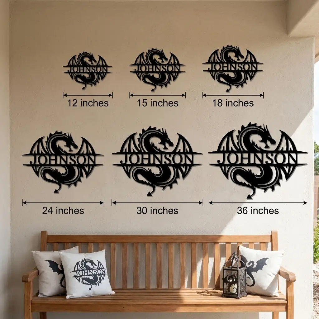 Personalized Celtic Dragon Metal Wall Art | Custom Dragon Name Sign | Fantasy Steel Wall Decor | Medieval Dragon Home Decoration | Made in USA