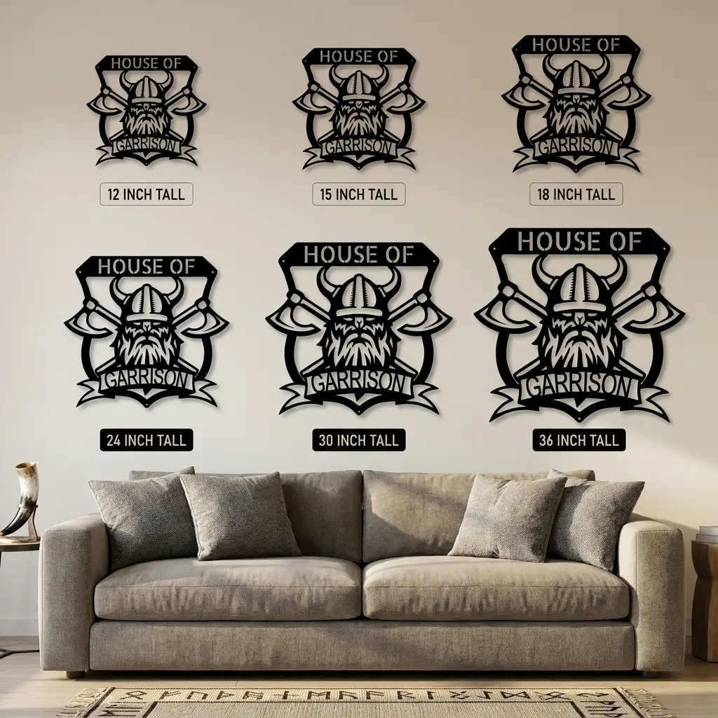 Personalized Viking Metal Wall Art | Custom Viking Family Crest Sign | Norse Warrior Shield Steel Wall Decor | Custom Name Metal Sign | Made in USA
