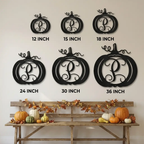 Pumpkin Personalized Initial Metal Sign | Custom Monogram Pumpkin Wall Decor | Fall & Thanksgiving Metal Art | Farmhouse Autumn Decoration | Made in USA