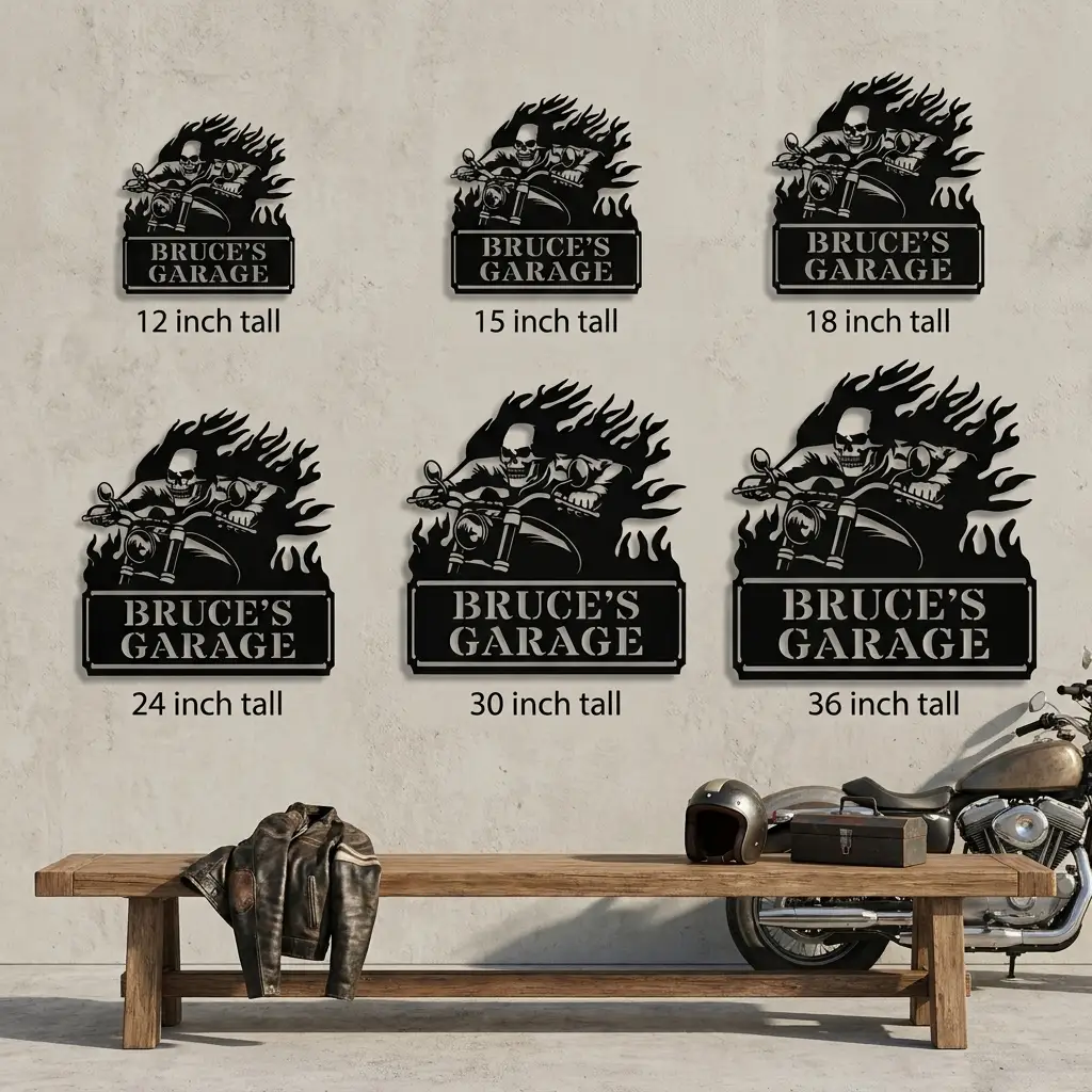 Personalized Demon Motorcycle Metal Wall Art | Custom Biker Name Sign