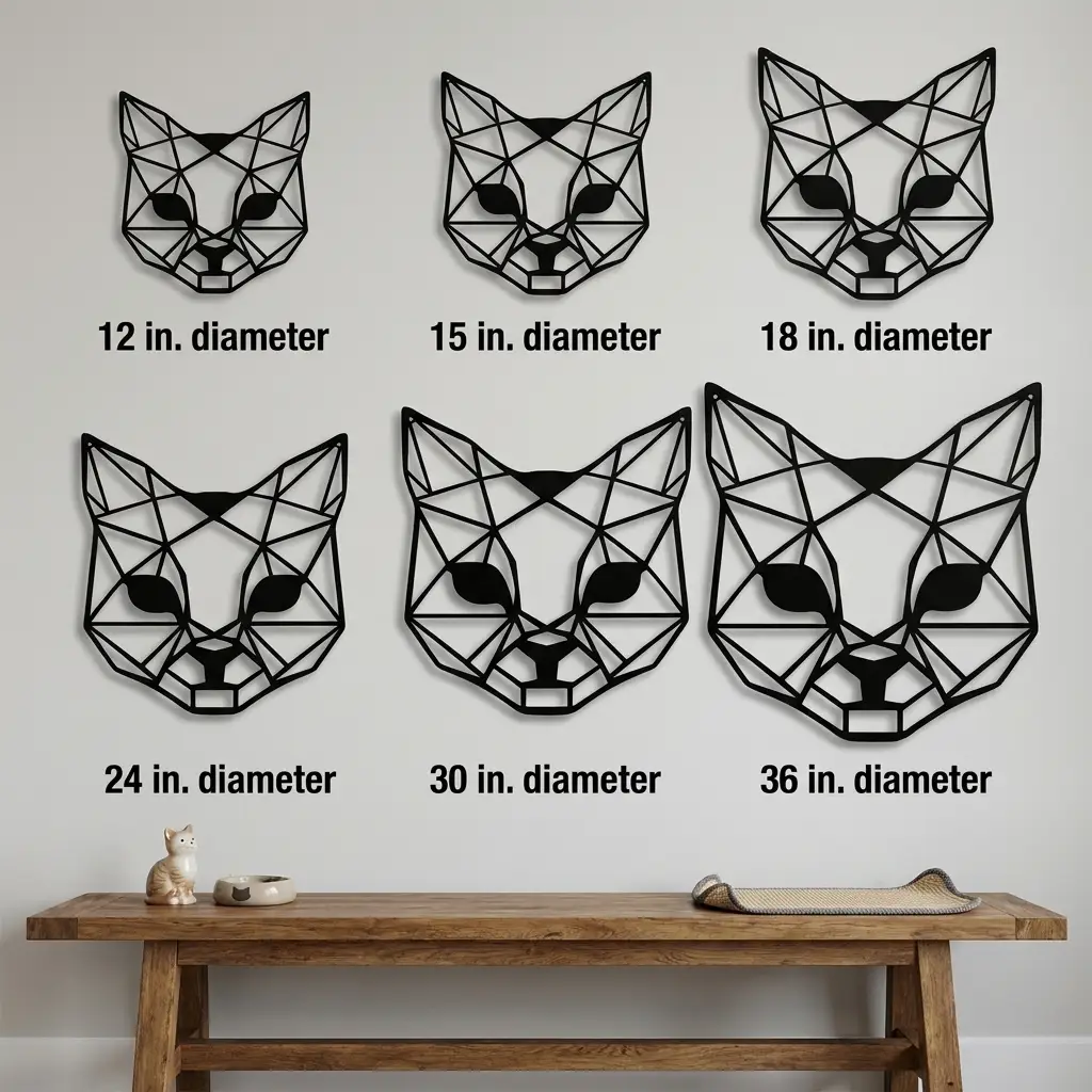Geometric Cat Metal Wall Art | Modern Cat Wall Decor | Minimalist Feline Metal Art | Cat Lover Gift | Pet Memorial Decor | Living Room, Nursery & Office Wall Hanging | Made in USA