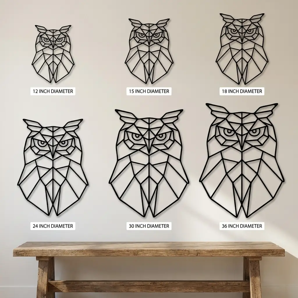 Geometric Owl Metal Wall Art | Modern Owl Metal Decor | Abstract Polygon Owl Wall Hanging | Contemporary Wildlife Wall Art | Nature Inspired Home Decor | Made in USA