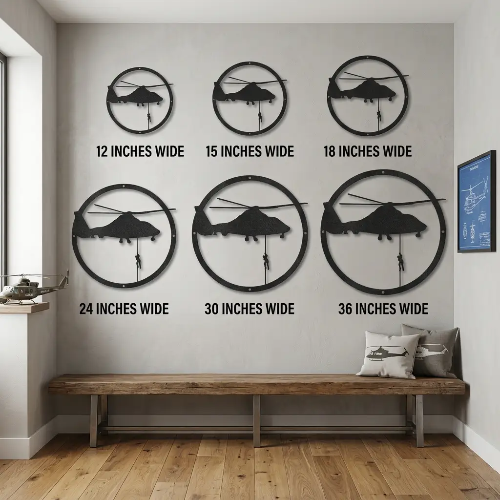Helicopter Metal Wall Art – Aviation Rescue Metal Sign, Pilot & Military Inspired Wall Decor