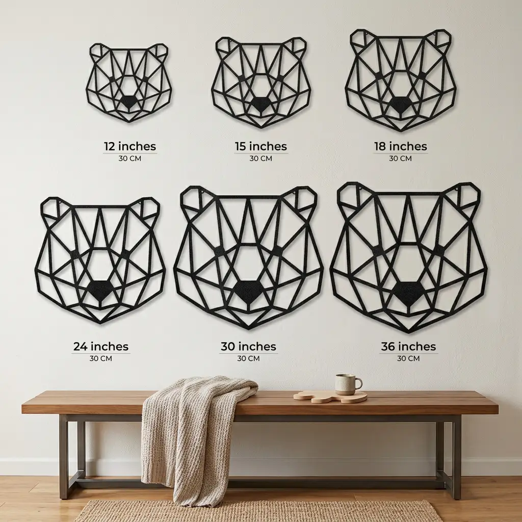 Geometric Bear Metal Wall Art | Modern Bear Wall Decor | Mountain Lodge & Woodland Nursery Decor | Minimalist Animal Metal Art | Cabin, Man Cave & Kids Room Decor | Made in USA