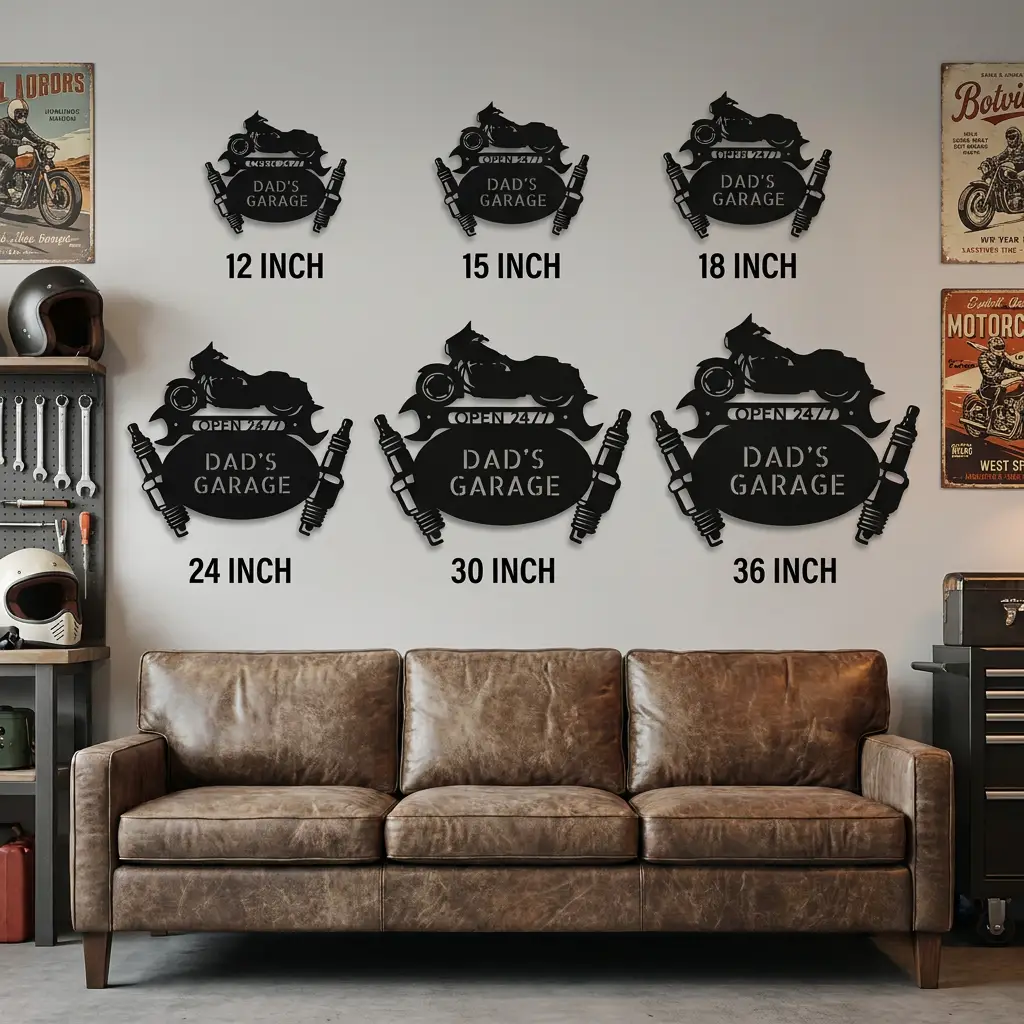 Personalized Motorcycle Garage Metal Sign, Custom Dad Garage Decor, Biker Wall Art, Man Cave Gift, Mechanic Shop Sign, Fathers Day Gift Idea