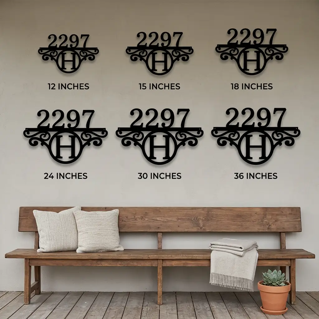 Personalized Address Sign with Initial | Custom Metal House Number Sign | Monogram Outdoor Address Plaque | Modern Farmhouse Steel Wall Decor