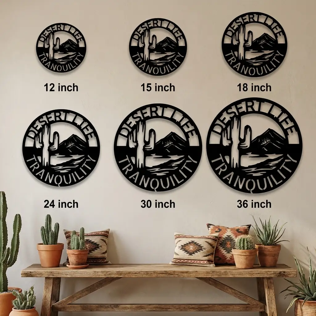 Personalized Southwestern Desert Metal Wall Art | Custom Cactus & Mountain Metal Sign | Arizona Desert Decor | Rustic Southwest Wall Art | Personalized Family Name Sign