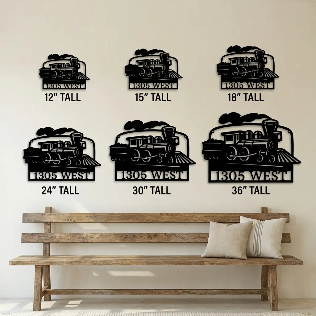 Personalized Coal Train Metal Wall Art | Custom Family Name or Address Train Sign | Steam Locomotive Steel Decor | Made in USA