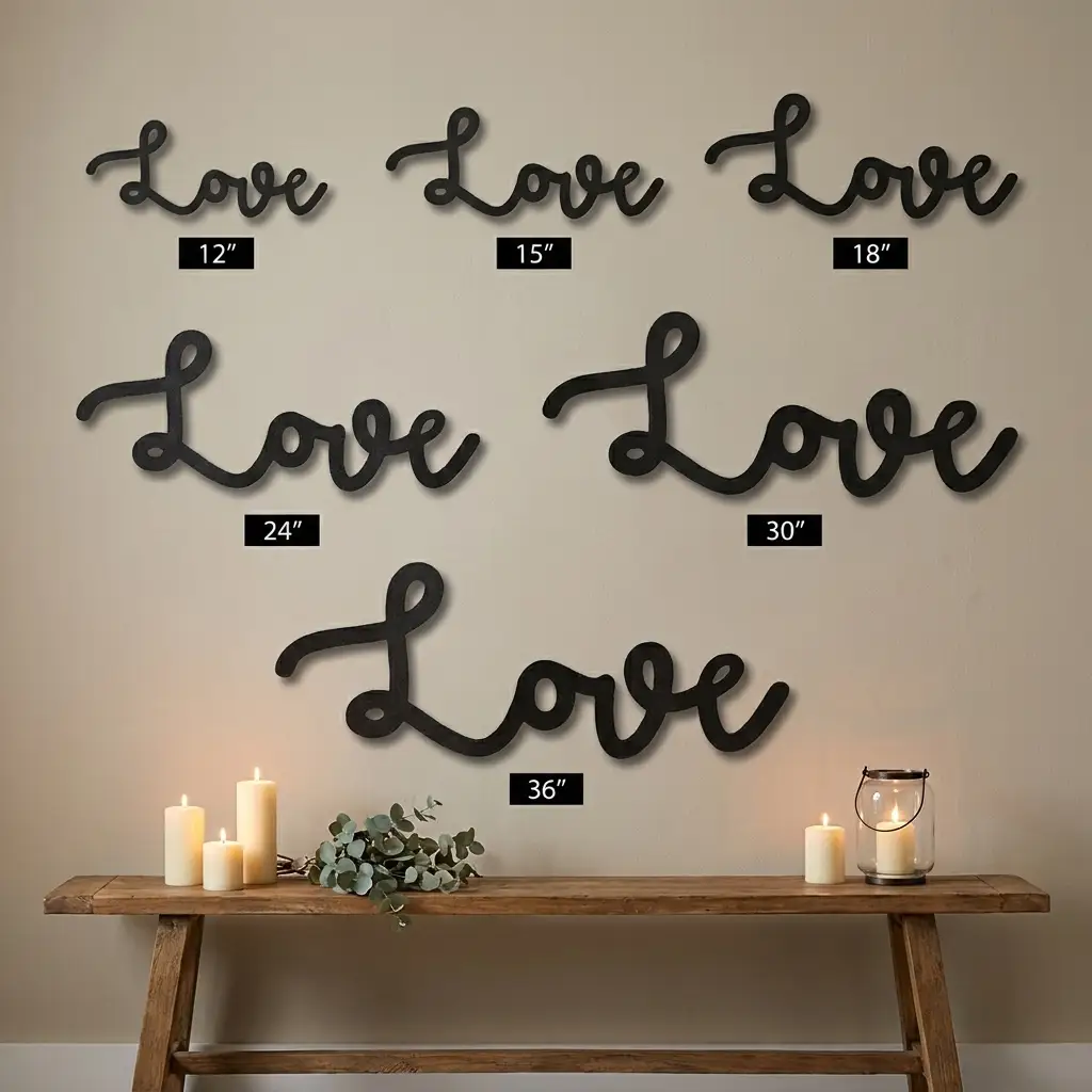 Love Script Metal Word Art Wall Sign