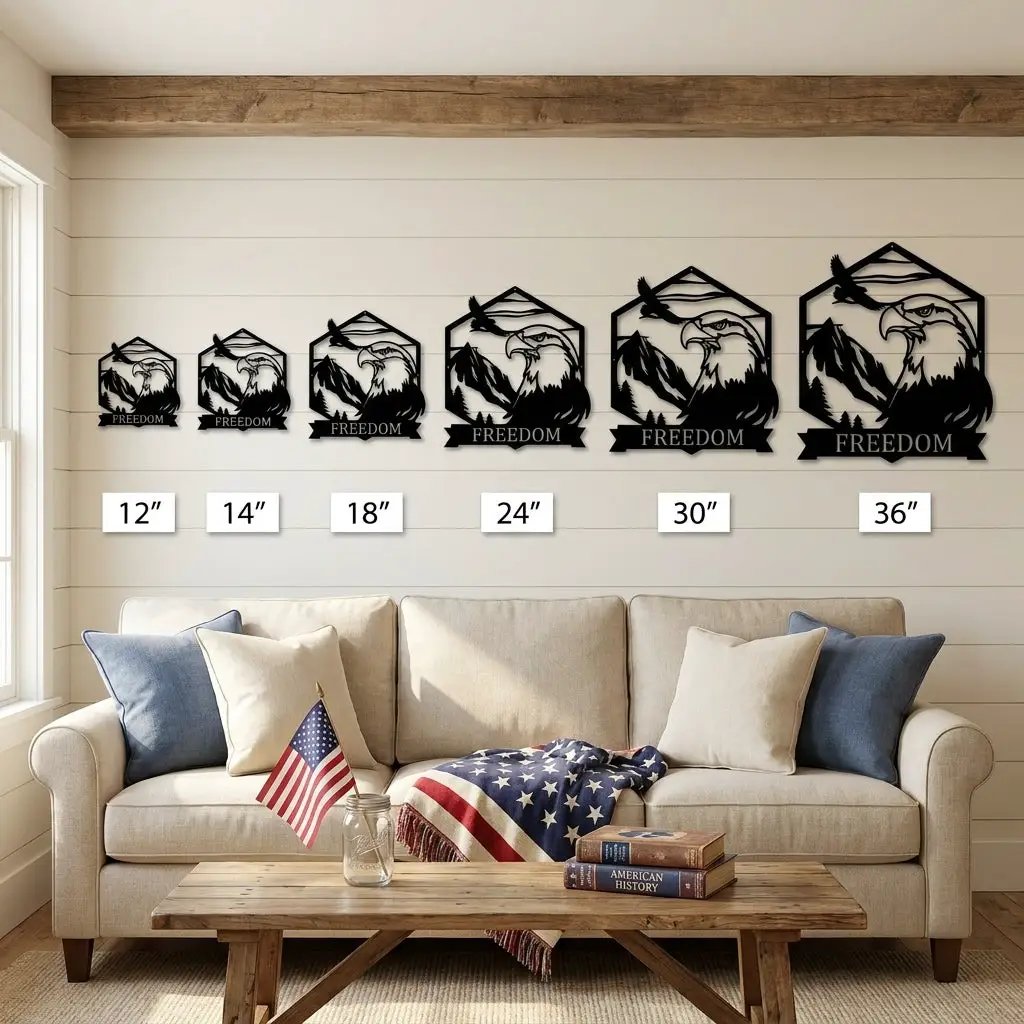 Personalized Eagle Metal Wall Art, Custom Freedom Sign, Mountain Eagle Decor, Patriotic Wall Art