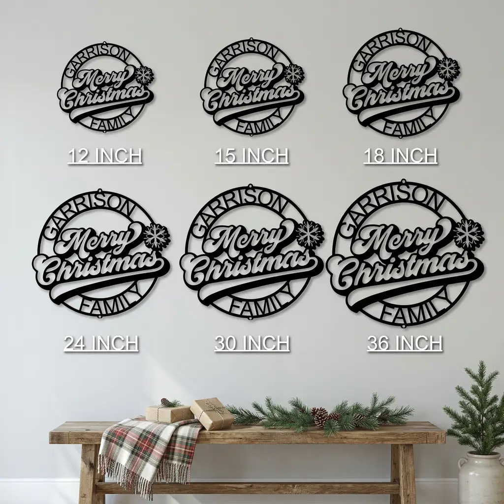 Personalized Merry Christmas Metal Sign | Custom Family Name Christmas Wall Decor | Holiday Metal Wall Art | Christmas Porch Sign | Made in USA