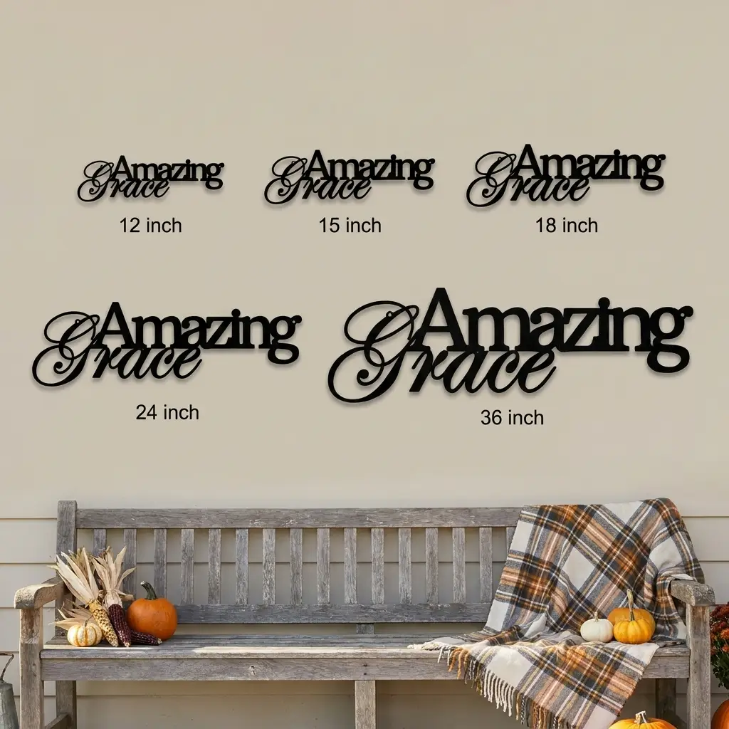 Amazing Grace Metal Wall Art Sign – Christian Steel Scripture Decor – Inspirational Faith Home Decor – Laser Cut Metal Sign