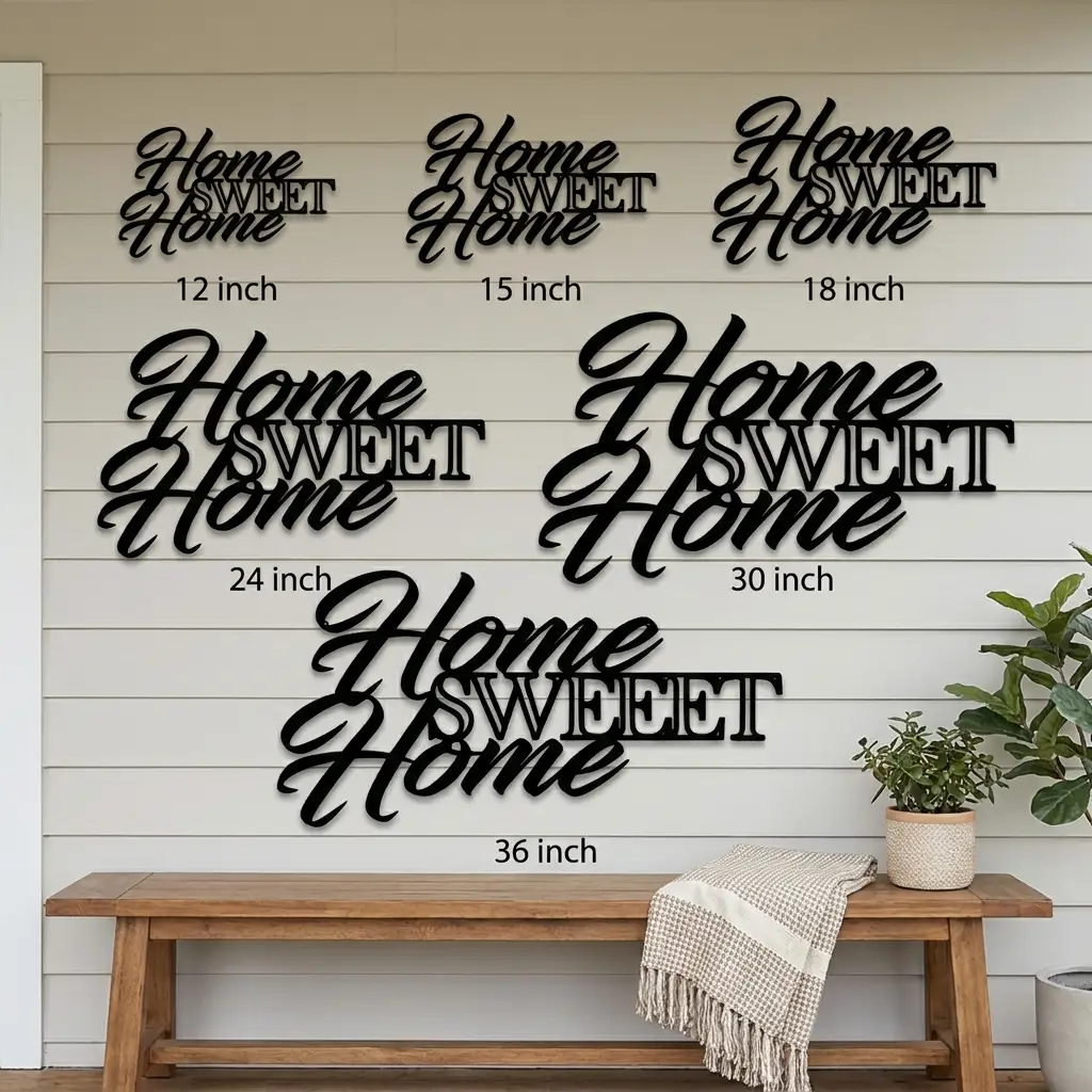 Home Sweet Home Metal Sign, Farmhouse Wall Decor, Script Wall Art, Rustic Home Decor, Housewarming Gift