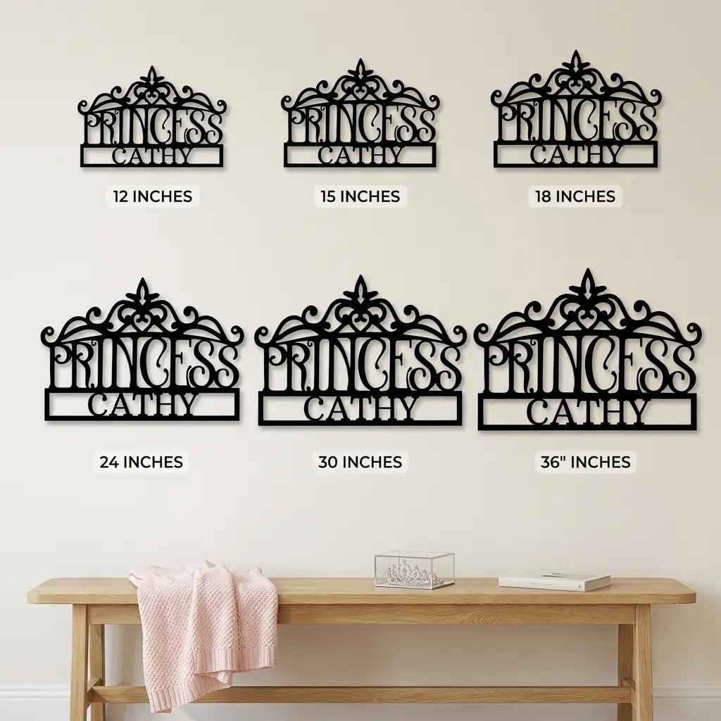 Personalized Princess Crown Metal Wall Art | Custom Princess Name Sign | Princess Bedroom Decor | Girls Room Metal Sign | Made in USA