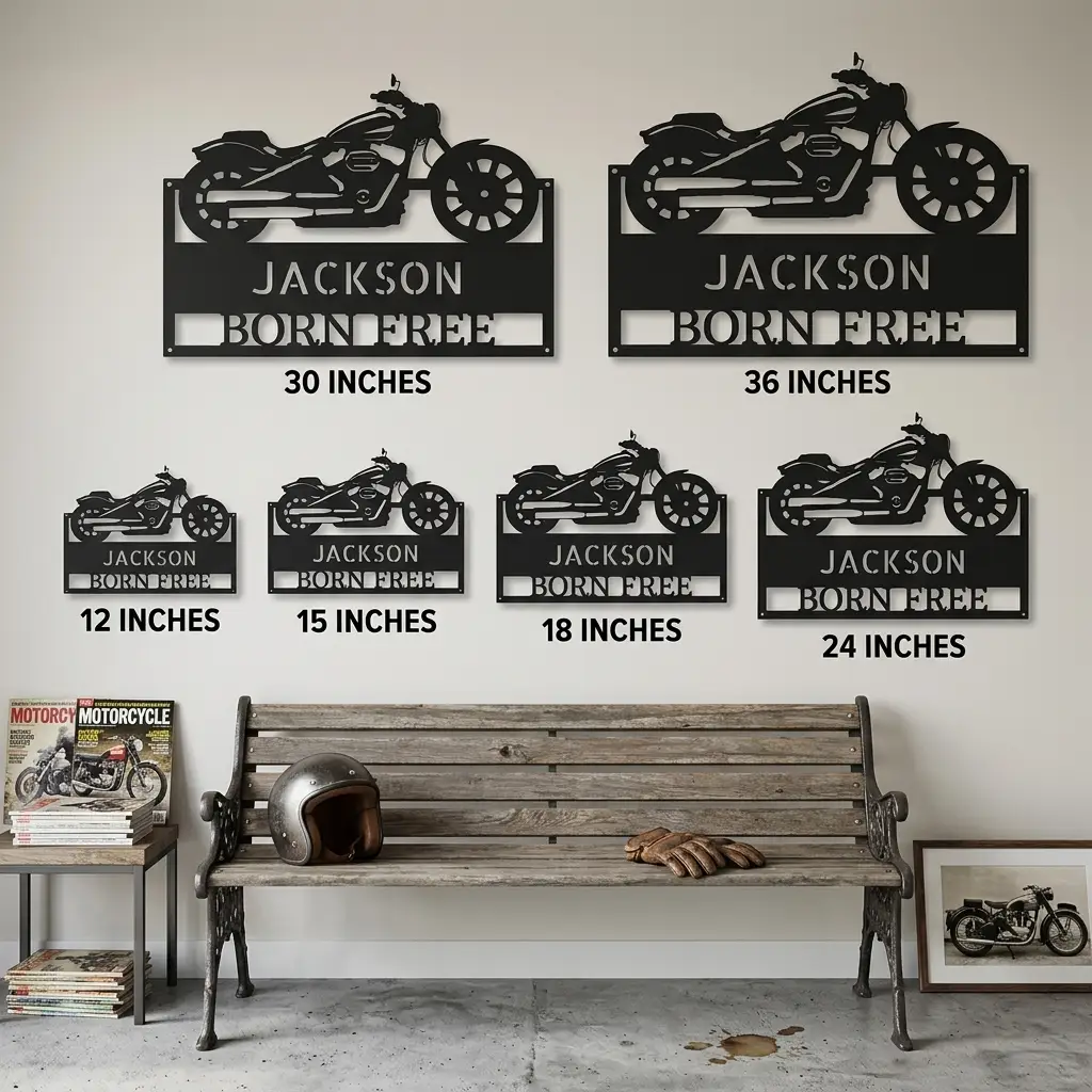 Motorcycle Shop Custom Name Indoor Outdoor Steel Wall Sign