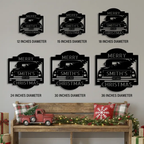 Christmas Truck Personalized Metal Wall Sign | Custom Family Holiday Wall Art | Vintage Truck Christmas Decor | Personalized Name & Year Metal Sign | Made in USA
