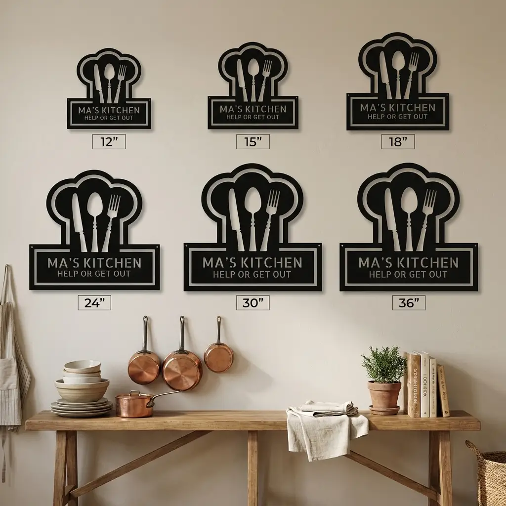 Kitchen Personalized Metal Sign | Custom Chef Hat Wall Decor | Family Name Cooking Sign | Restaurant, Diner, Bistro Art