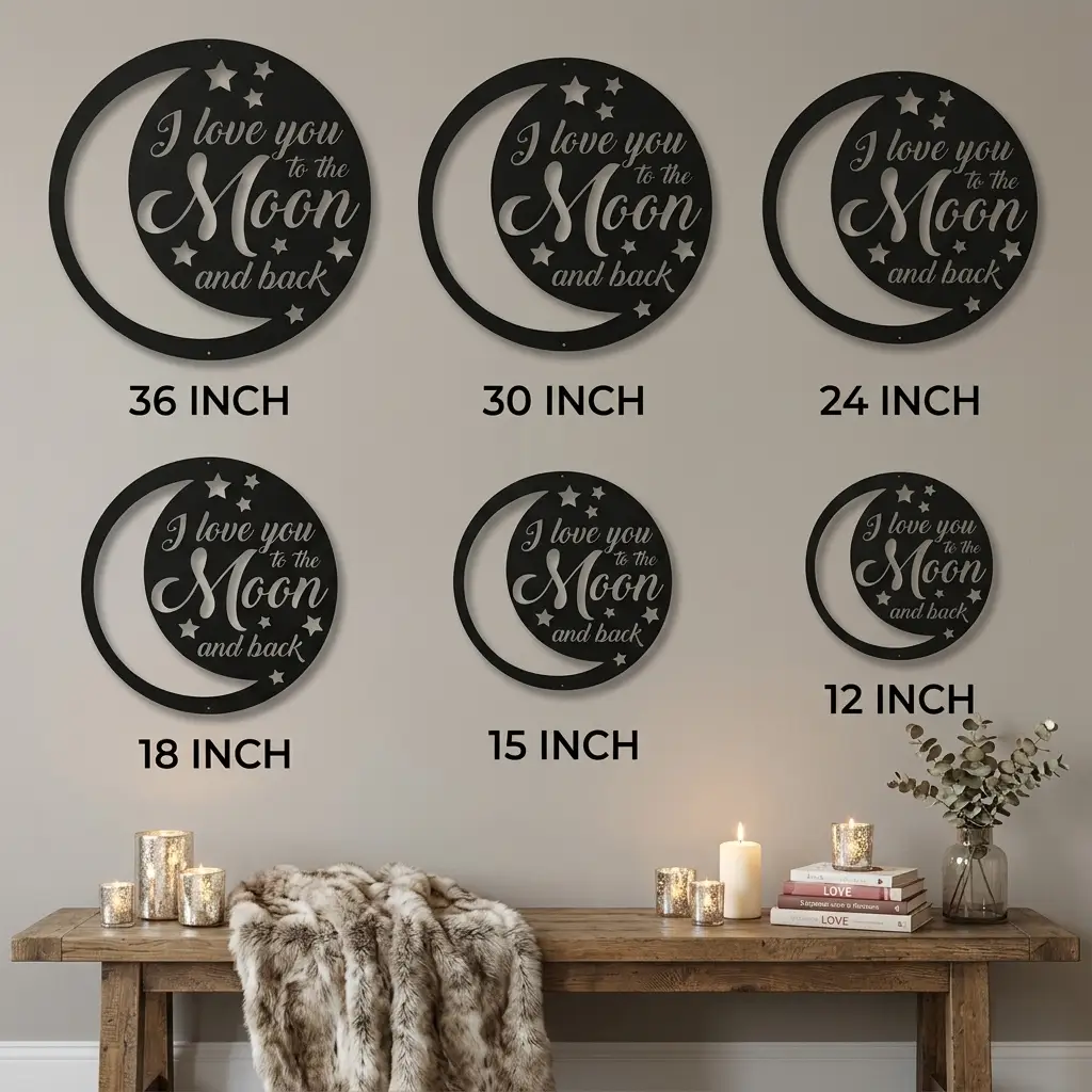 I Love You to the Moon and Back Metal Wall Art – Romantic Moon & Stars Love Sign, Anniversary & Wedding Gift