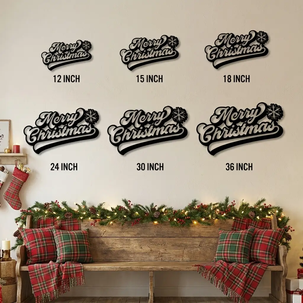 Merry Christmas Metal Sign | Holiday Metal Wall Art | Christmas Wall Decor | Farmhouse Christmas Decoration | Indoor & Outdoor | Made in USA