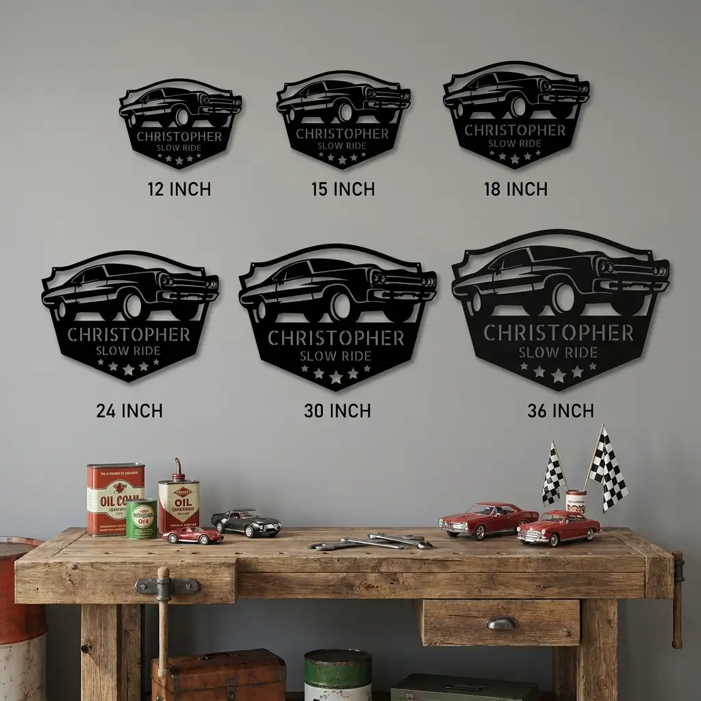 Classic Car Custom Name Indoor Outdoor Steel Wall Sign