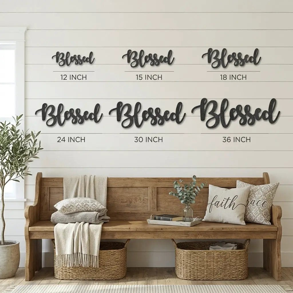 Blessed Word Script Indoor Outdoor Steel Walll Sign
