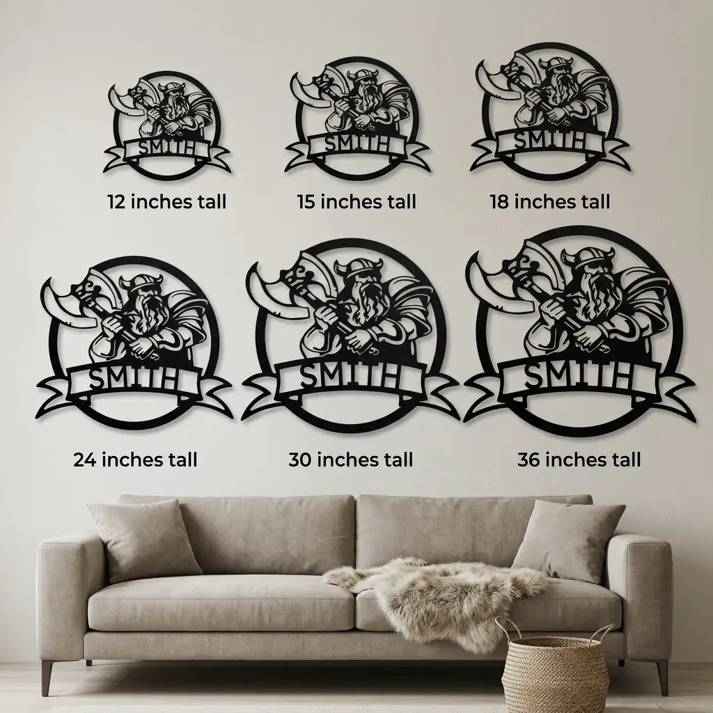 Personalized Viking Metal Wall Art | Custom Viking Name Sign | Norse Warrior Steel Wall Decor | Viking Axe Home Decoration | Made in USA