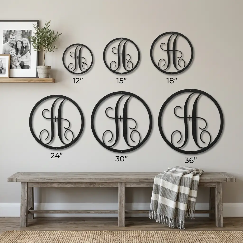 Personalized Monogram Metal Wall Art – Custom Initial Sign – Elegant Script Letter Decor – Wedding Gift – Family Name Sign