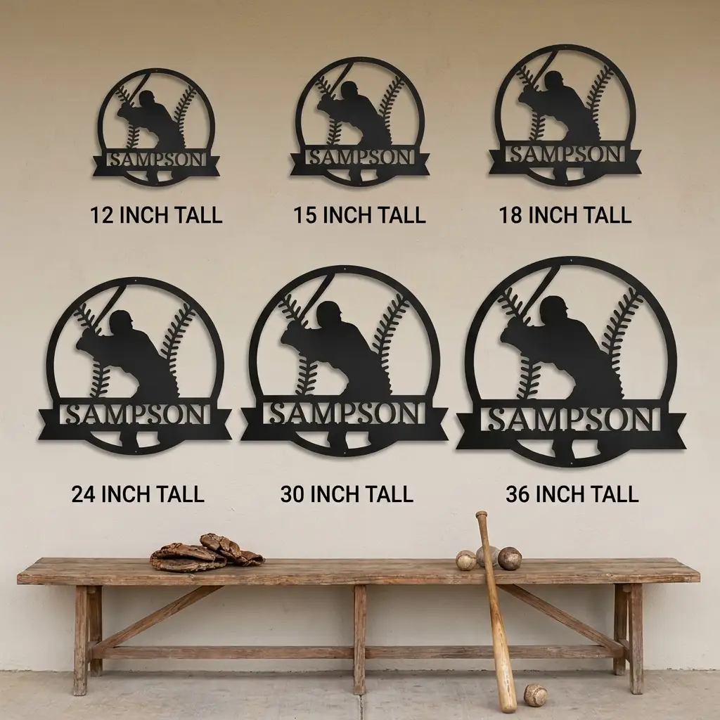 Baseball Player Custom Name Metal Art Wall Sign